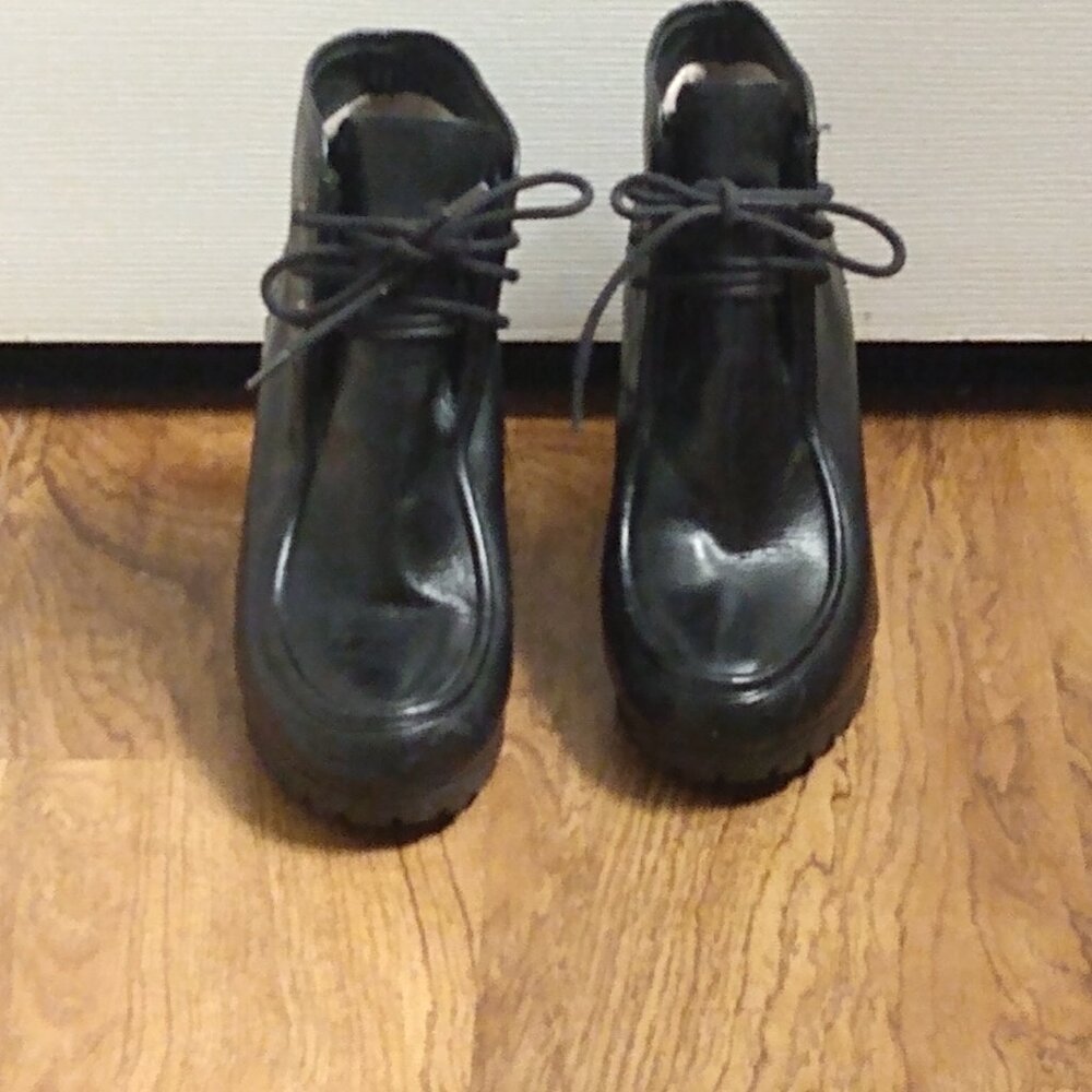 MICHAEL KORS RORY LEATHER WEDGE ANKLE BOOTIE BLK LEATHER LACE-UP SZ9.5